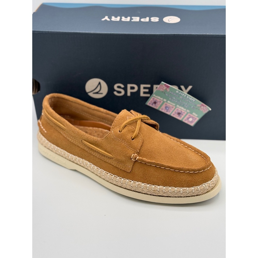 Sperry Authentic Original Suede Espadrille Resort Boat Shoes Tan Mens Size